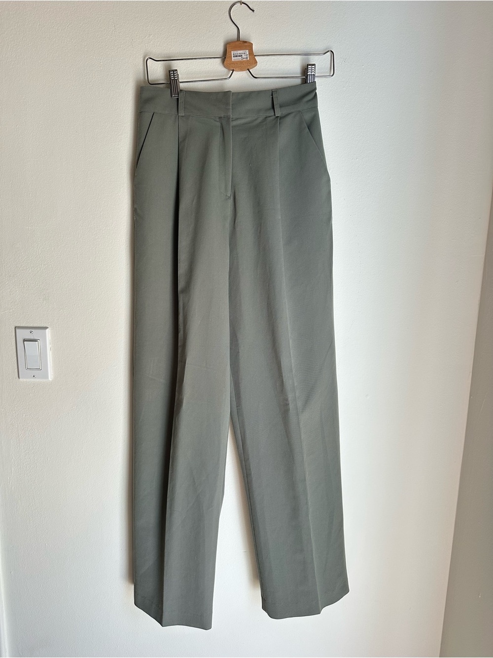 The Frankie Shop Olive-Toned Tailored Straight-Leg Trousers